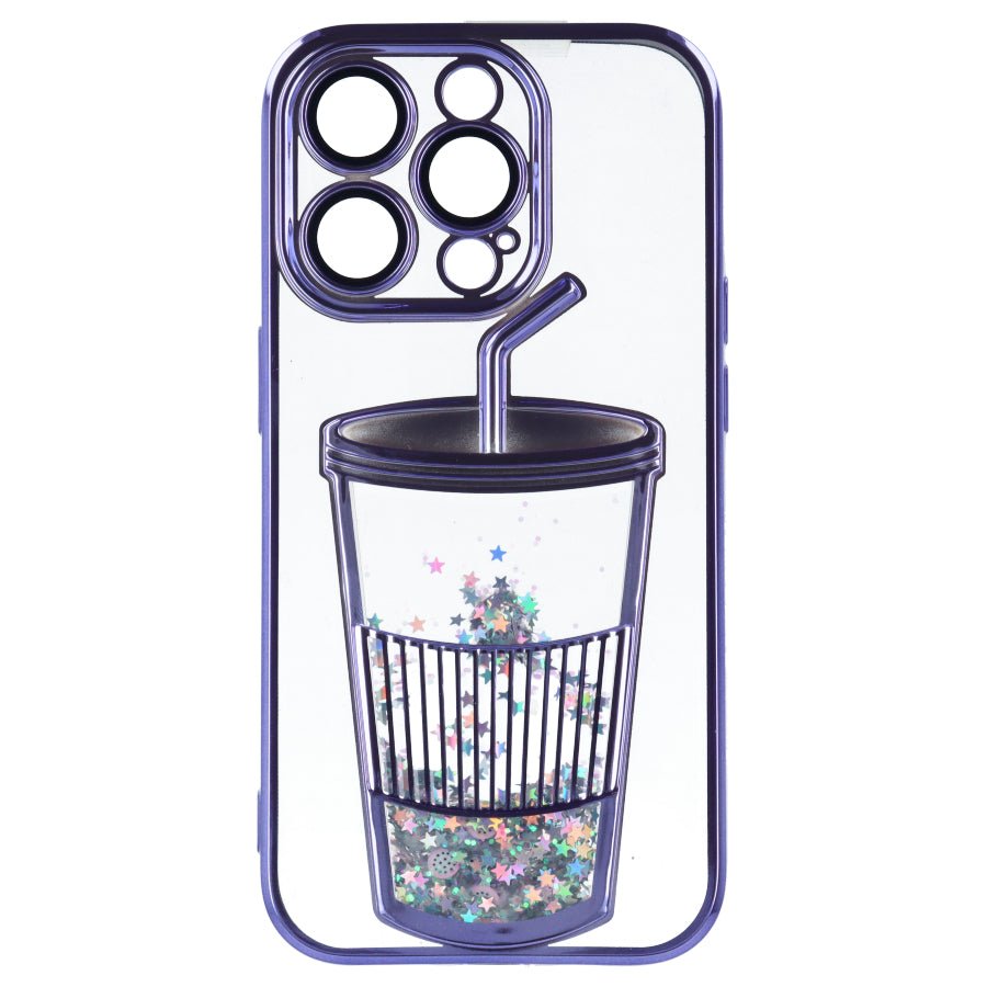 Funda Bumper con Vaso de Purpurina para iPhone 15 Pro